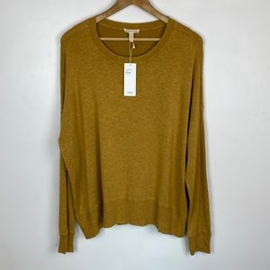 Eileen Fisher Lightweight Cozy Viscose Stretch Knit Crew-neck Mustard Yellow NWT